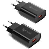 2 Stück USB Ladegerät Stecker, 18W Quick Charge 3.0 Schnellladegerät Netzteil 3A Ladeadapter für Samsung Galaxy S23/S22/S21/S20/S10/S9/S8/A54/A13, iPhone, iPad, Huawei, Xiaomi, HTC, LG und mehr