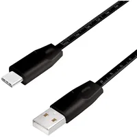 Logilink USB 2.0 Anschlusskabel mit Lineal, USB (Typ A zu USB (Typ C) schwarz,