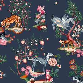 Cath Kidston Vliestapete CATH KIDSTON "Painted Kingdom Navy", blau, B:0,52m H:10m L:10m, Vlies, Tapeten, 10mx52cm (ca. 5m2)