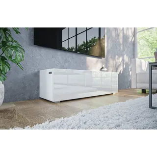 Platan Room Fernsehschrank TV-Lowboard 105/140 / 160/210 / 280 In Weiß Hängend Stehend Hochglanz Matt (105 x 30 x 32, Weiss Matt/Weiß Hochglanz)
