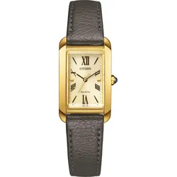 Solaruhr CITIZEN "Citizen L", taupe, Armbanduhren, Damen, Armbanduhr, Damenuhr, Lederarmband, analog, Batterie-Entladungsanzeige