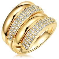 Lulu & Jane Ring Messing Zirkonia in Gelbgold Ringe Damen