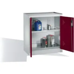 C+P Umwelt-Beistellschrank mit Drehtüren, 2 Wannenböden, H1020xB930xT500mm Front Rubinrot Korpus Lichtgrau
