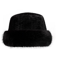 FIDDY Fischerhut Winterwarme Mütze für Damen, kältebeständig, verdickte Fischermütze (1-St) schwarz
