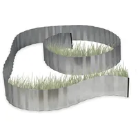 Relaxdays Rasenkante verzinkt, Beetumrandung Metall, Beeteinfassung als Wurzelsperre, 5 m x 16 cm, flexibel, Silber, grau