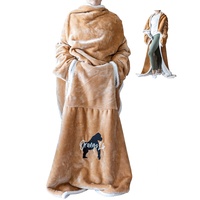 Orango24 - Decke mit Ärmeln Flanell Fleece Braun - Kuscheldecke als Geschenk für Frauen & Damen - Flauschige Pullover Ärmel-Decke für Erwachsene - Tragbare Sweatshirt Couchdecke kuschlig warm