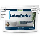 derendo Latexfarbe weiß matt abwaschbar 10 L für Innen Küche Badezimmer streichen weiße Wandfarbe hohe Deckkraft