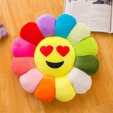 champracer Sonnenblumen-Bodenkissen für Kinder, Weiches Plüschkissen, Sofakissen, weiches Sitzkissen, für Kinder, zum Lesen, Fernsehen, Schlafzimmer, Dekoration (Herz,40 cm)