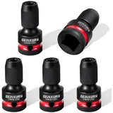 GEINXURN 5 Stücke Stecknuss-Adapter 1/2 Vierkantantantrieb auf 1/4 Sechskantschaft, Bit Adapter Schnellverschluss Schlagschrauber Nüsse für Schlagratschenschlüssel Schraubendreher Bit-Halter