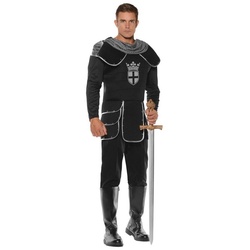 Underwraps Kostüm Nobler Ritter Kostüm, Schwarzes Ritterkostüm mit silbernen Akzenten schwarz M-L