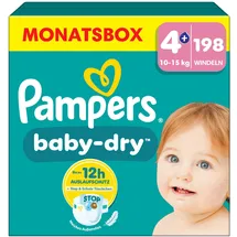 Pampers Pampers® Windeln baby-dryTM Monatsbox Größe Gr.4 (10-15 kg) für Babys und Kleinkinder, 198 St.