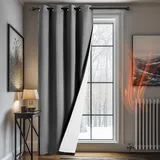 Deconovo Vorhang Winter Thermo Gardine mit Ösen Vorhang Wärmeisolierend Tür Thermo Vorhang Kälteschutz Oesen Fenstersvorhang Raumteiler Türvorhang, 138x132(HöhexBreite), Hellgrau, 1 Stück