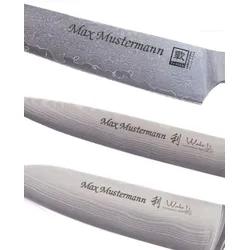 Pers√∂nliche Gravur Text für 5er Damast- oder Stahlmesser-Sets