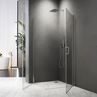 Boromal - Duschkabine Eckeinstieg 80x80 cm Duschabtrennung mit Doppel Pendeltüren Dusche Duschwand 80x80 cm aus 5mm ESG-Sicherheitsglas,Höhe 195 cm