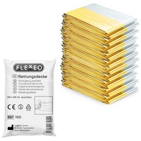 FLEXEO Erste-Hilfe-Set Rettungsdecken, (10 St), Rettungfolie gold/silber Erste-Hilfe-Decke goldfarben|silberfarben