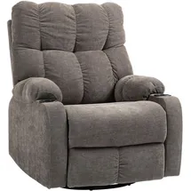 Homcom Relaxsessel Fernsehsessel mit Liegefunktion, Schaukelfunktion, Drehbar Tv-sessel mit Fußstütze, Taschenfederkern und Becherhalter, Hellbraun