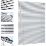 Sekey Klemmfix-Jalousie für Fenster freihängend, 25mm Alu-Lamellen, mit Bohren, inklusive Montagematerial Aluminium-Jalousie ohne Bohren, 100x220cm,Silber