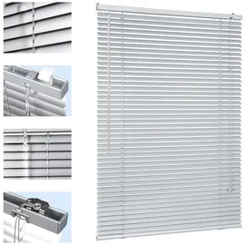 Sekey Klemmfix-Jalousie für Fenster freihängend, 25mm Alu-Lamellen, mit Bohren, inklusive Montagematerial Aluminium-Jalousie ohne Bohren, 100x220cm,Silber