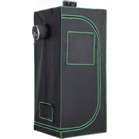 Outsunny Growbox Growzelt Growschrank Gewächshaus Zuchtschrank Pflanz 600D Oxford Tuch Stahl Schwarz+Grün 60 x 60 x 140 cm   Aosom