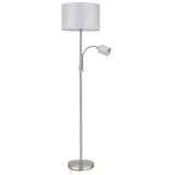 GLOBO LIGHTING Deckenfluter, Leuchtmittel nicht inklusive, Deckenfluter mit Leselampe Stehlampe Wohnzimmer, Textil grau