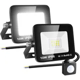 RIGIDON 2x 10W 1000LM Aussenleuchte Bewegungsmelder Led Strahler, Außen Led Lampe, 6000K Kaltweiß Led Flutlicht Außenleuchte, Wasserdicht Außen-Leuchte Flutlicht Für Garten Garage Carport Hauswand