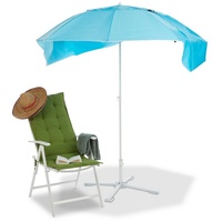 Relaxdays Sonnenschirm Strandmuschel Ø 180 cm blau