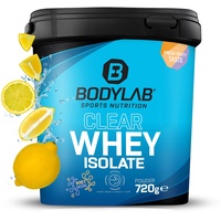 Bodylab24 Clear Whey Isolate 720g Zitrone, Eiweiß-Shake aus bis zu 96% hochwertigem Molkenprotein-Isolat, erfrischend fruchtiger Drink, Whey Protein-Pulver kann den Muskelaufbau unterstützen