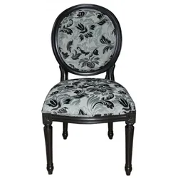 Casa Padrino Barock Esszimmer Stuhl Mod2 Blumenmuster / Antik Schwarz - Möbel