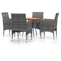 vidaXL Polyrattan Garten-Essgruppe 5-tlg. grau 3058497