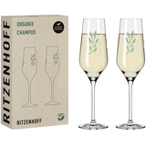 Ritzenhoff & Breker RITZENHOFF Champagnerglas 400 ml 2er Set Organix Nr. 1 – organische Farbe Grün, 45% recyceltes Glas – Made in Germany