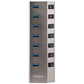 Startech 7-Port Self-Powered USB-C Hub with Individual On/Off Switches, USB 3.0 5Gbps Expansion Hub, w/Power Supply,