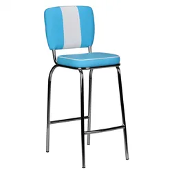 KADIMA DESIGN American Retro Barstuhl: Kunstleder, Chromfuß, 110 kg Belastbarkeit, verschiedene Farben