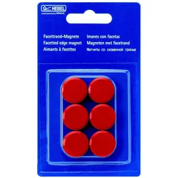 MAUL Rundmagnet 20mm Durchmesser 0,3kg Haftkraft VE=6 Stück rot