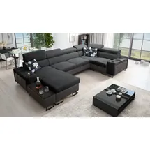 kaiser möbel Großes Ecksofa,Schlaffunktion MELODY IV MINI Tauro/Freya Graphit/Anthrazit Links