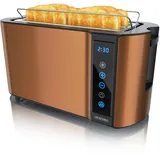 Arendo - Edelstahl Toaster Langschlitz 4 Scheiben- Touchscreen – Doppelwandgehäuse – Integrierter Brötchenaufsatz – 7 Bräunungsgrade – Brotzentrierung – Restzeitanzeige – Memoryfunktion - Kupfer