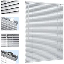 Sekey Klemmfix-Jalousie für Fenster freihängend, 25mm Alu-Lamellen, mit Bohren, inklusive Montagematerial Aluminium-Jalousie ohne Bohren, 95x160cm,Silber