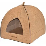 nanook shop Hundehöhle Katzenhöhle Amira - nanook Kork Design - faltbar - braun -mit Liegekissen - 55 x 52 cm