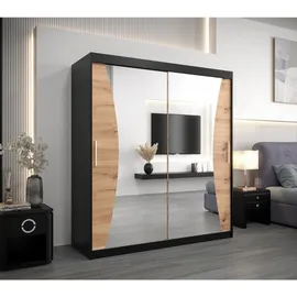 abiks möbel Schwebetürenschrank MONACO 180 x 200 x 62 cm Schwarz