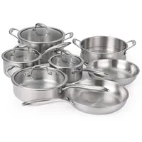GarveeMore Topf-Set 11 Teilig Edelstahl Kochtopfset Mit Deckeln silberfarben