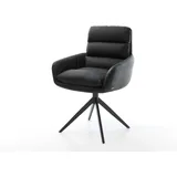 DELIFE Esszimmerstuhl Abelia-Flex mit Armlehnen Echt-Leder Schwarz Kreuzgestell breit Schwarz, Esszimmerstühle