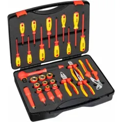 VIGOR VDE Werkzeug Satz, V5632, 1/2 Zoll (12,5 mm) Vierkant, Außen Sechskant Profil, Innen Sechskant Profil, Kreuzschlitz Profil PH, Pozidriv Profil PZ, Schlitz Profil, T Profil, 29-teilig, 5–24, PH0 –PH2, T15 – T30