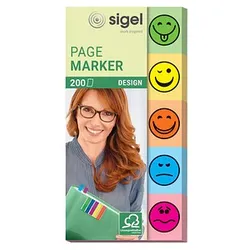 SIGEL DESIGN Haftmarker farbsortiert "Smiley" 5x 40 Streifen