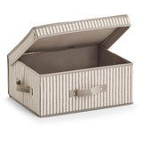 Zeller 14645 Aufbewahrungsbox mit Deckel Stripes, Vlies, Beige