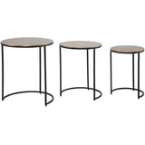 KADIMA DESIGN Eleganter Satztisch Metall Rund, 3er Set, Aluminium Gold/Schwarz