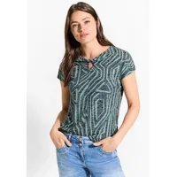 Cecil Damen B321756 Burn-Out T-Shirt mit Print, fir Green,