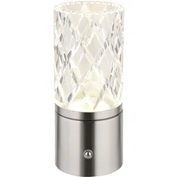 Tischleuchte Nachttischlampe Beistelllampe Nickel-Chrom LED Touch-Dimmer AKKU
