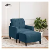 vidaXL Fernsehsessel mit Hocker Samt 60 x 80 x 60 cm Blau