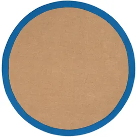 carpetfine Sisalteppich CARPETFINE "Sisal", blau, H:5mm Ø:80cm, Sisal, Teppiche, Sisalteppich, mit farbiger Bordüre, Anti-Rutsch Rückseite