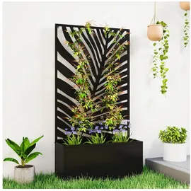 Outsunny Hochbeet Pflanzkasten mit Sichtschutz 61 x 23 x 113 cm Schwarz