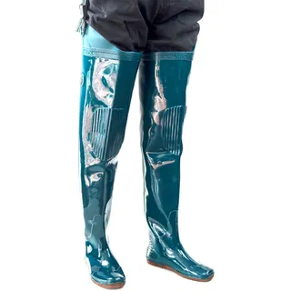 HWBZSZY Größe 35-45 Watthosen wasserdichte PVC Anglerhose mit Stiefel, Super Höhe 77cm Watstiefel Jagdstiefel Teich Fischer Wathose Hose für Herren Damen,Grün,45 EU